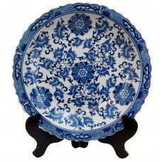World Menagerie Floral Decorative Plate in Blue White WLDM7664